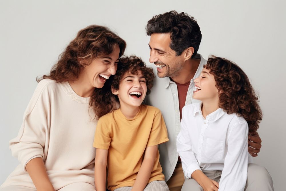 happy family laughing together